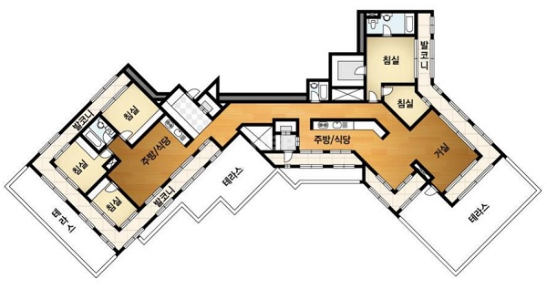 집 평면도 침실 4개 욕실 2개